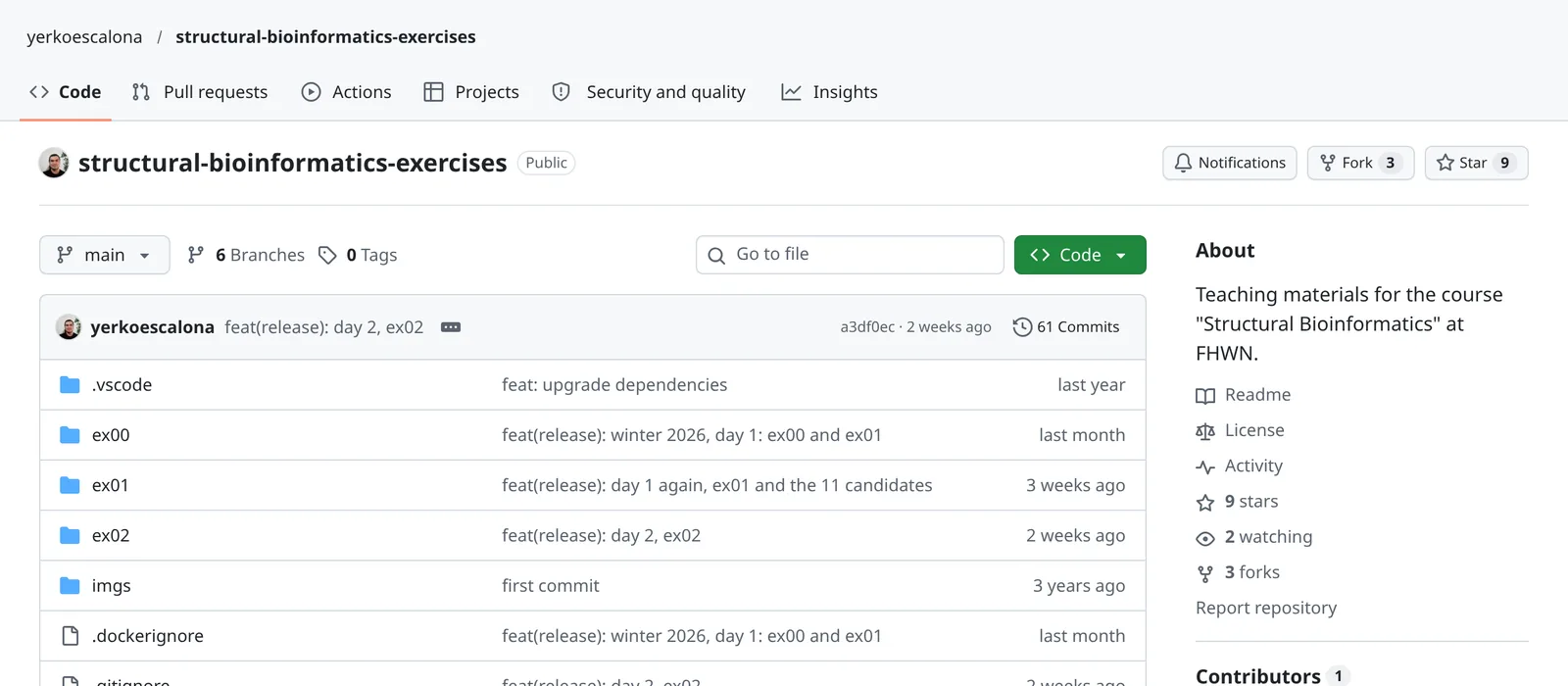 The structural-bioinformatics-exercises repository on GitHub